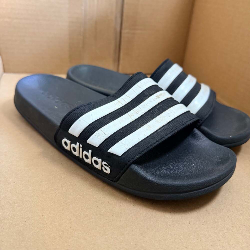 Adidas Unisex Kids Youth Athletic Slides Sandals Shoes Black White Size 5